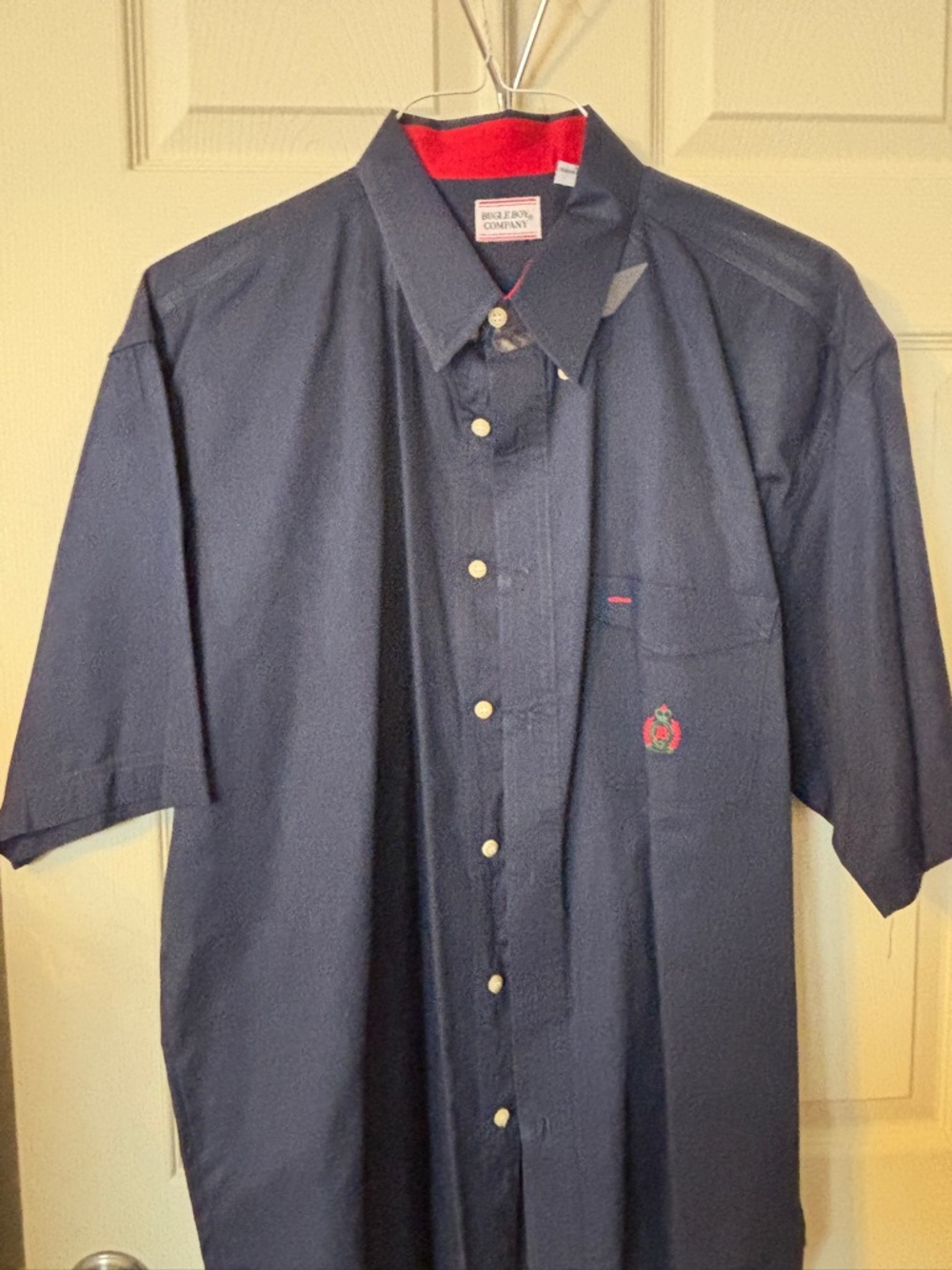 Vintage Bugle Boy shirt lot of 2 Navy & Red short sleeved cotton